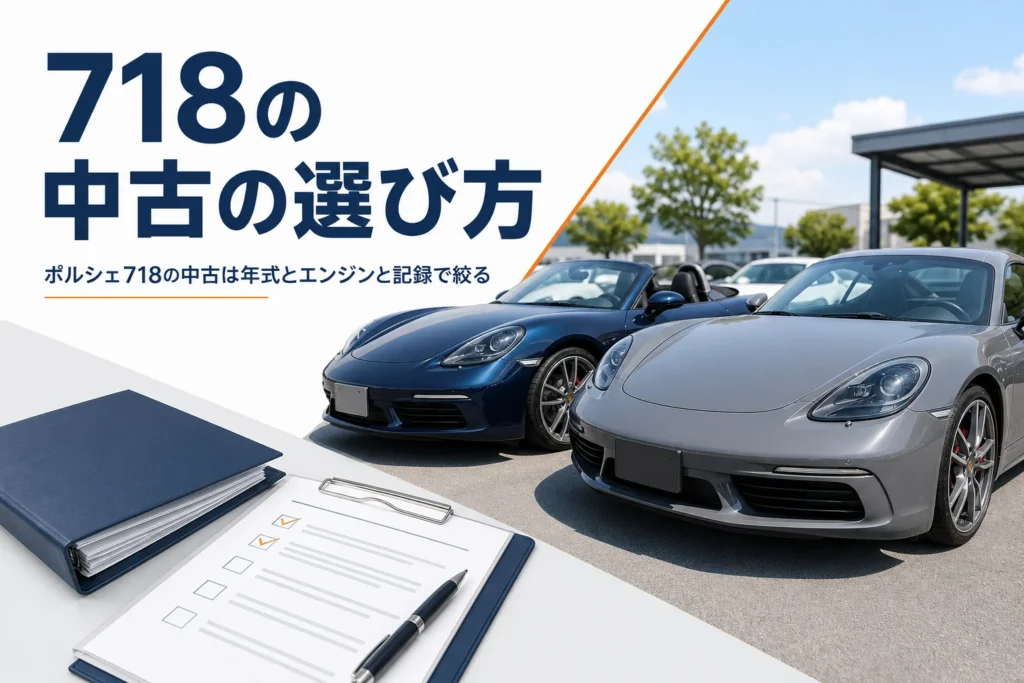 展示場に並ぶクーペとオープンカーと点検記録簿