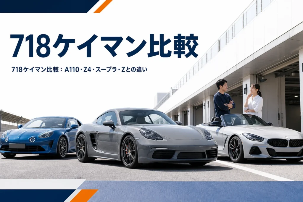 ピットロードに並んだ形の違う2人乗りスポーツカー