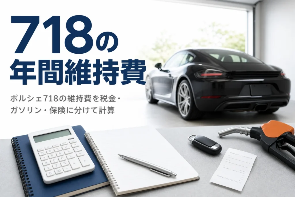 家計ノートと電卓、車のキーが置かれたガレージの作業台