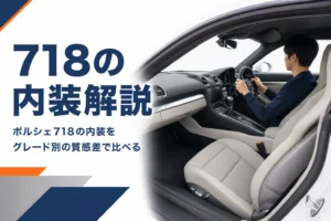 2人乗りスポーツカーの運転席まわりのアイキャッチ
