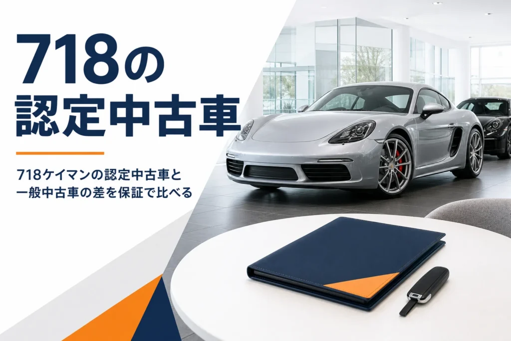 ショールームに並ぶクーペと保証書のファイル