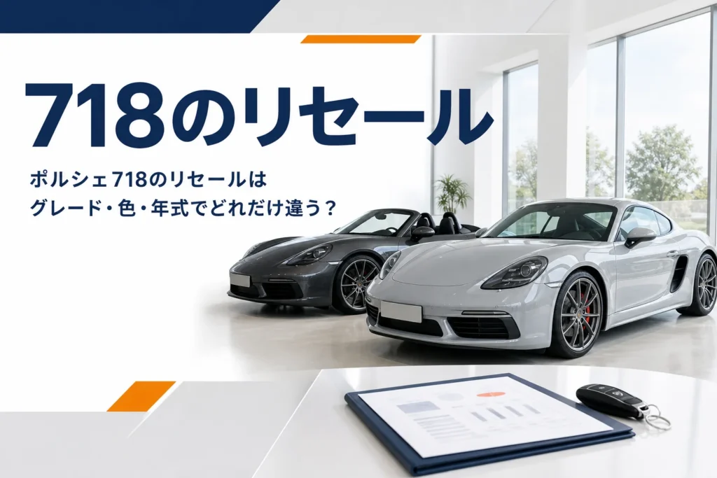 展示スペースに並んだ2人乗りのクーペとオープンカーと書類