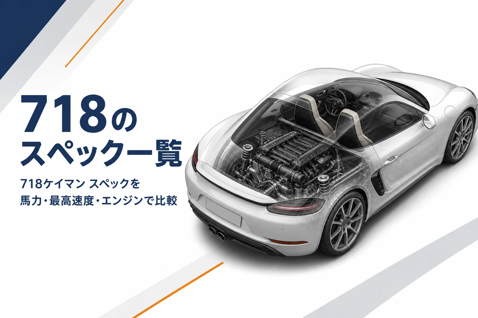 座席の後ろにエンジンを積むミッドシップのスポーツクーペの透視イラスト